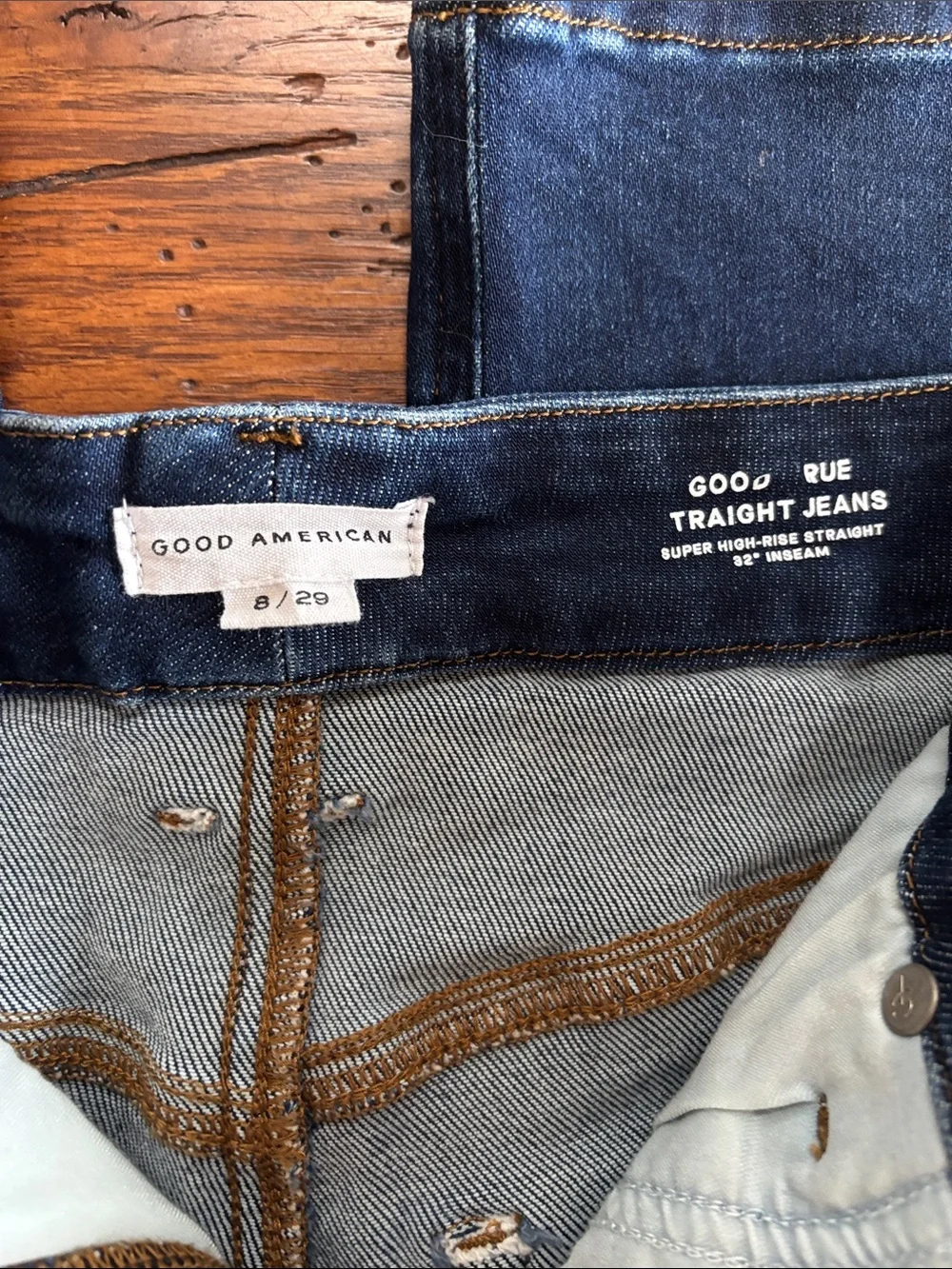 Good American Good True Straight Jeans Super High-Rise 32” Inseam Size 29 or 8